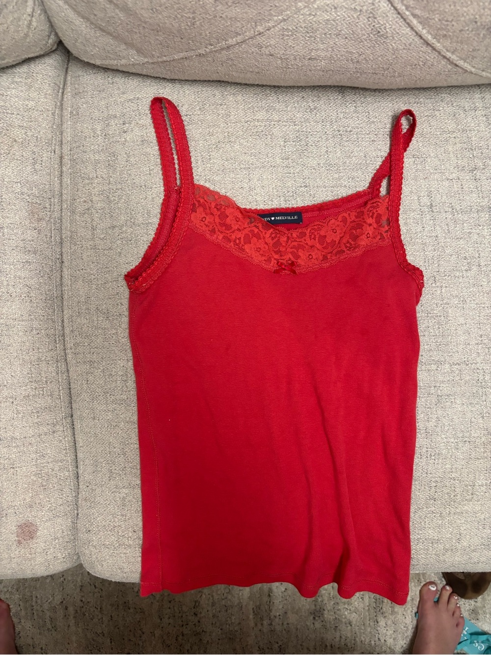 Brandy Melville Red Lace-Trim Camisole